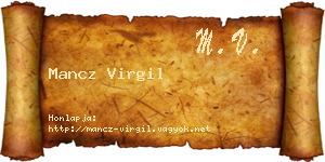 Mancz Virgil névjegykártya